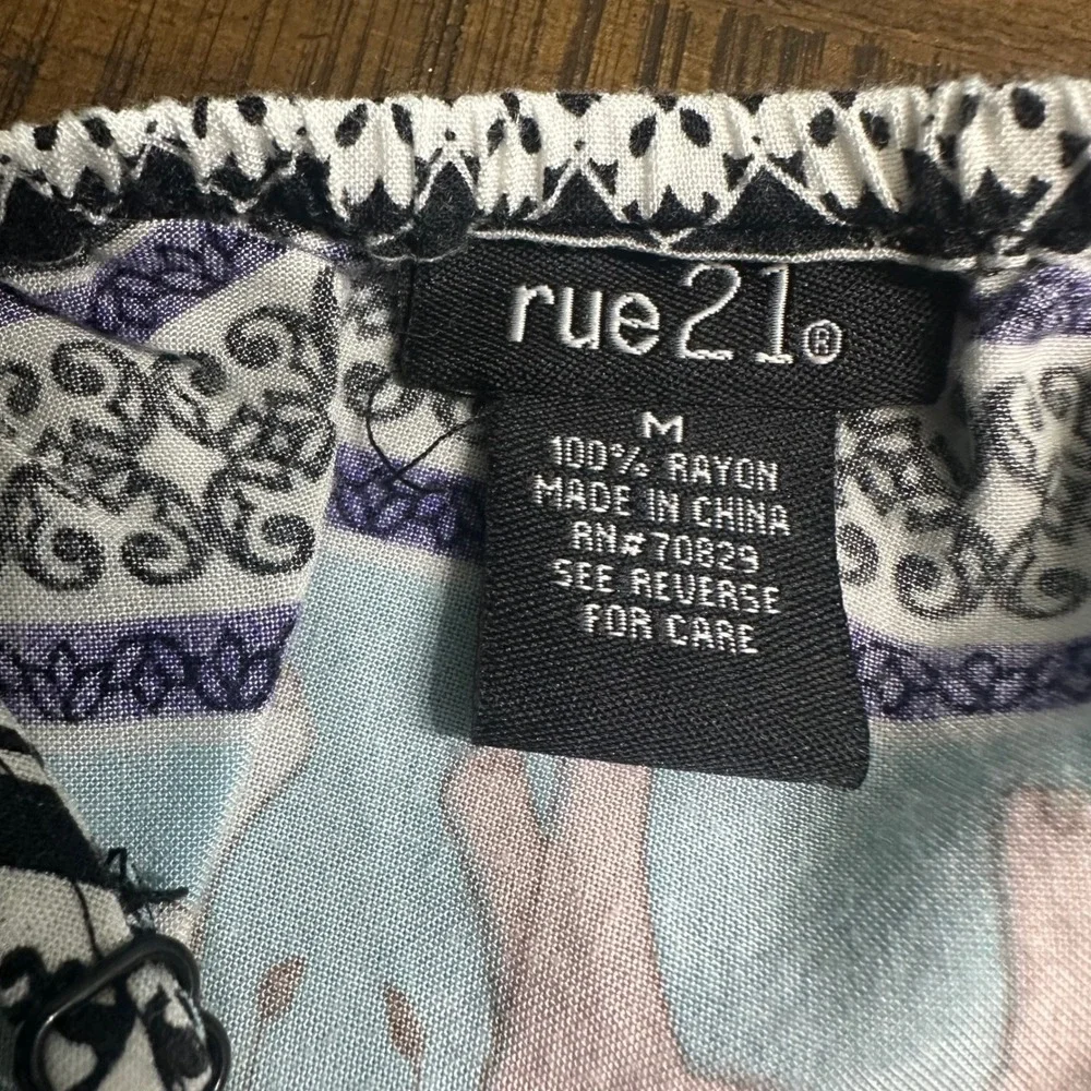 Rue21 Womens Blue Purple Elephant Print Boho Tassel Tie Romper Medium - Picture 3 of 7